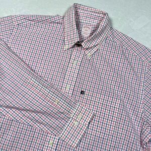 Brooks Brothers 346 Shirt Mens Large Pink Blue‎ Check Plaid Button Down Casual